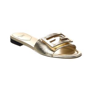 Fendi Baguette Leather Sandal, Yellow